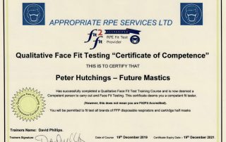 Face fit testing competence certificate