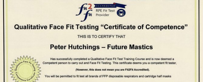 Face fit testing competence certificate